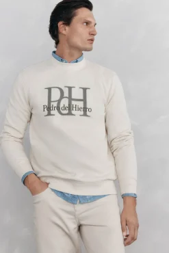 Pedro del Hierro Sweatshirts-Sweatshirt logo gola caixa Beige