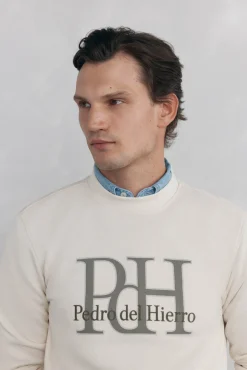 Pedro del Hierro Sweatshirts-Sweatshirt logo gola caixa Beige