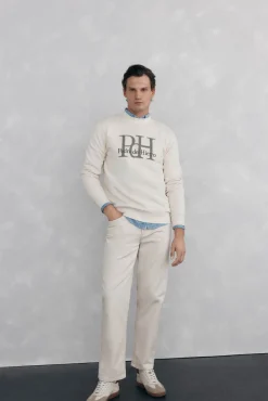Pedro del Hierro Sweatshirts-Sweatshirt logo gola caixa Beige