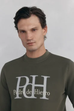 Pedro del Hierro Sweatshirts-Sweatshirt logo gola caixa Verde