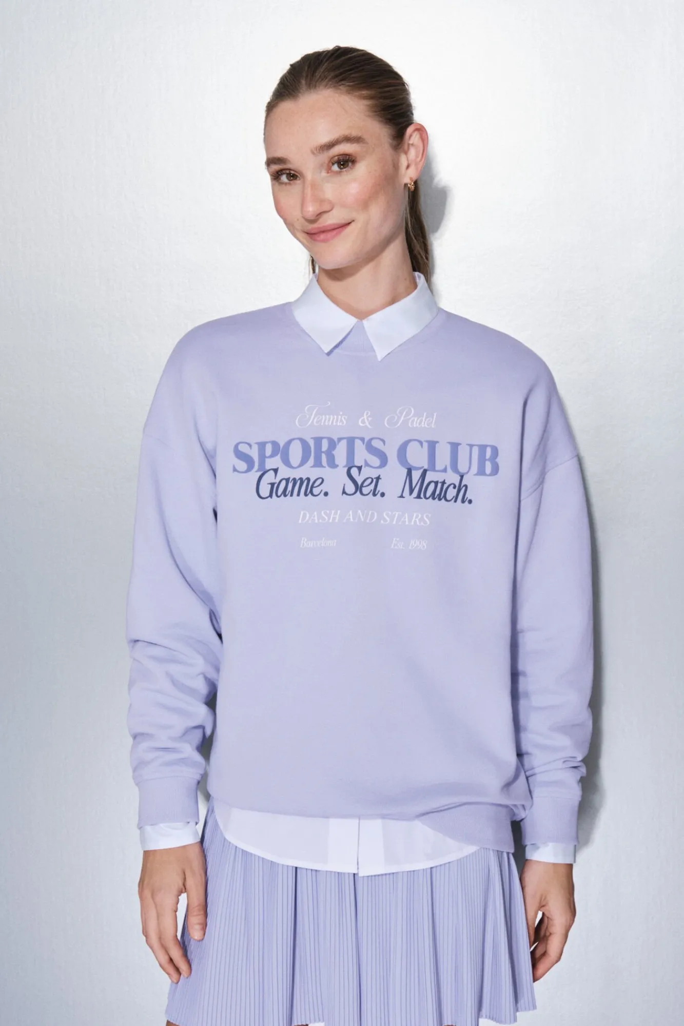 Dash and Stars Sweatshirts-Sweatshirt plush lilás 100% algodão rosa