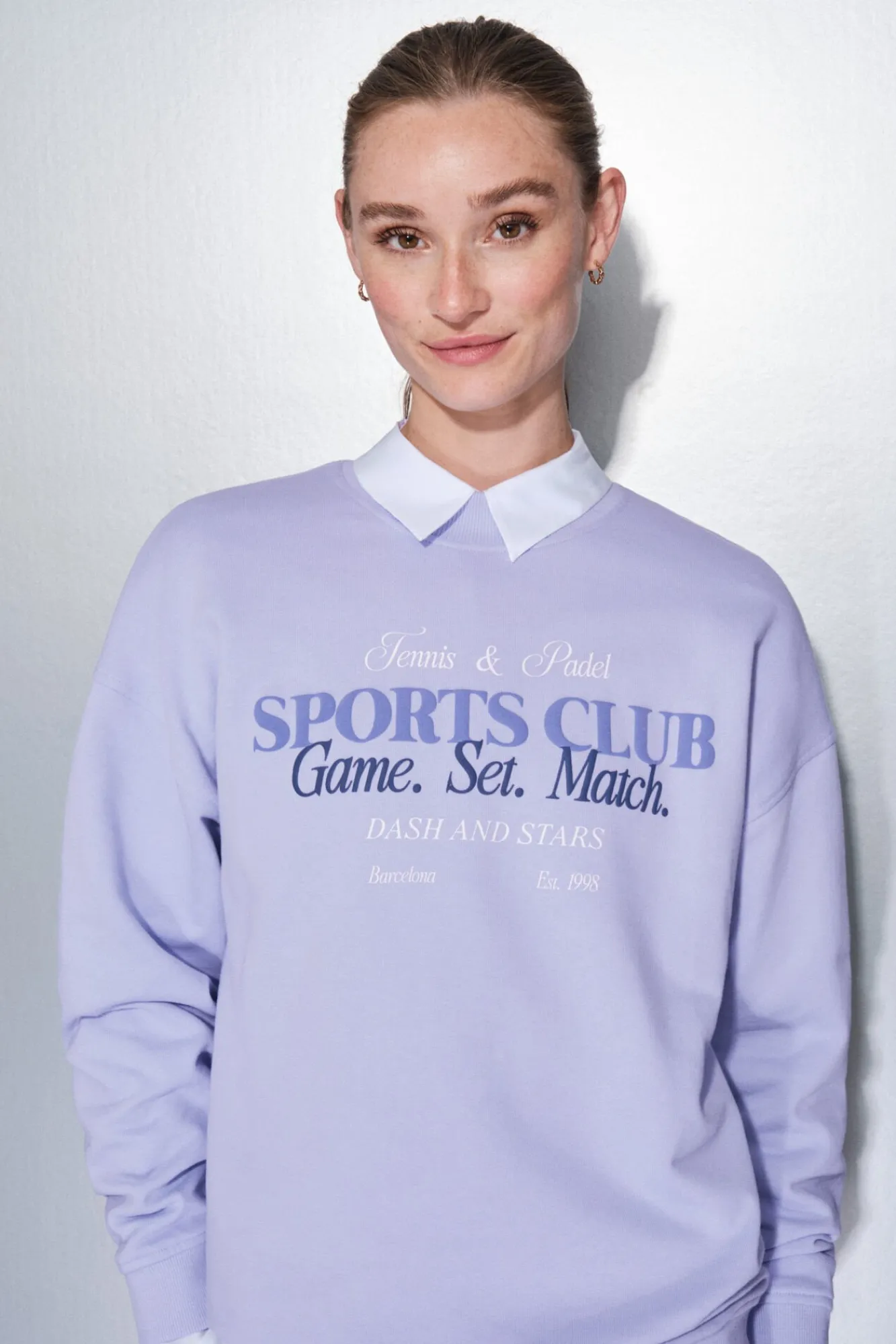 Dash and Stars Sweatshirts-Sweatshirt plush lilás 100% algodão rosa