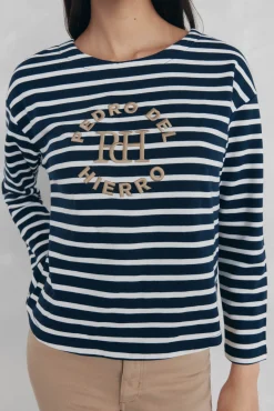 Pedro del Hierro Sweatshirts-Sweatshirt riscas bordado Azul