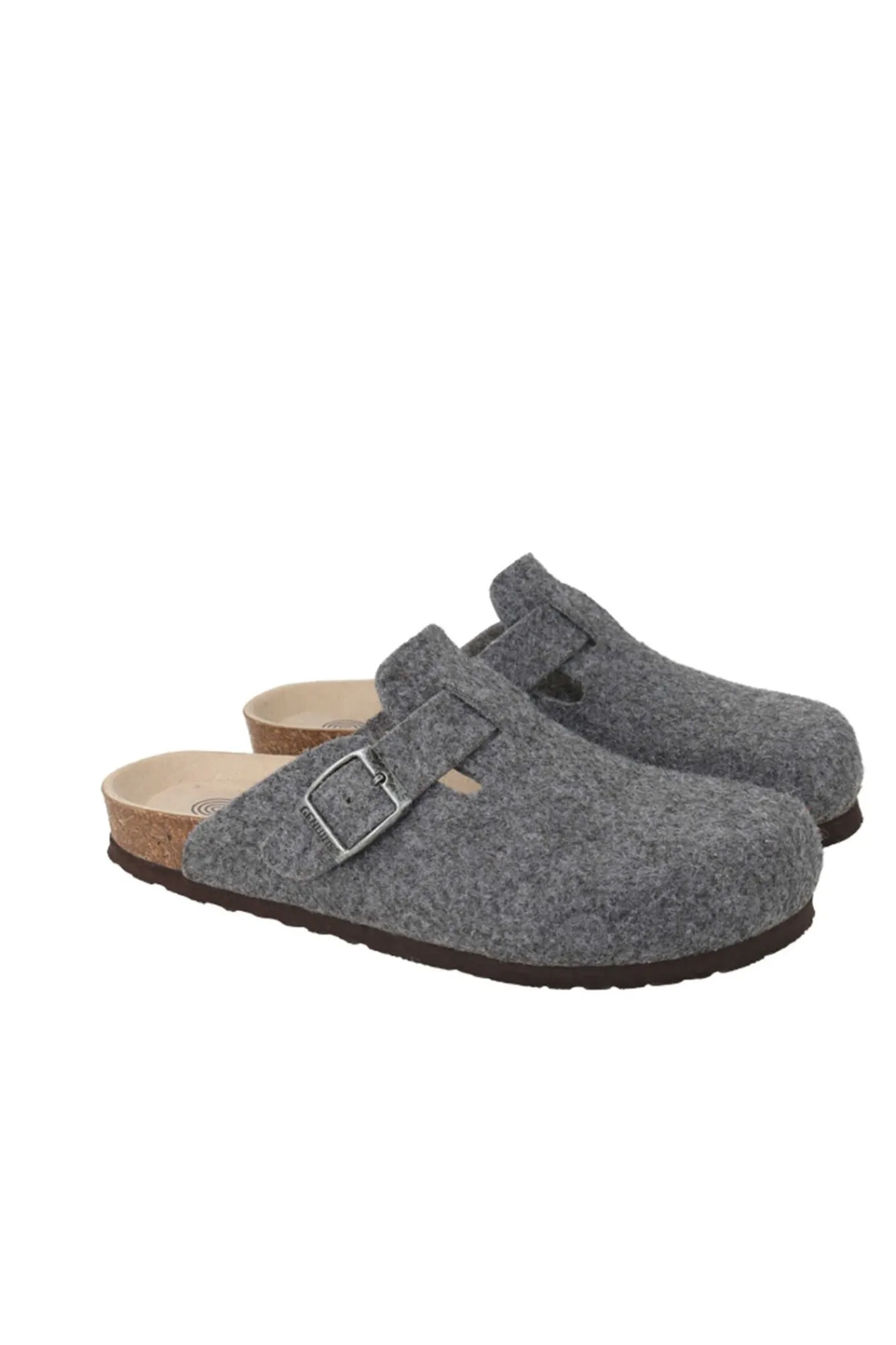 Genuins Tamancos-Tamanco de pele com fivela ajustável Cinzento