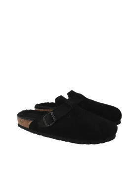 Genuins Tamancos-Tamanco de pele com fivela ajustável Preto