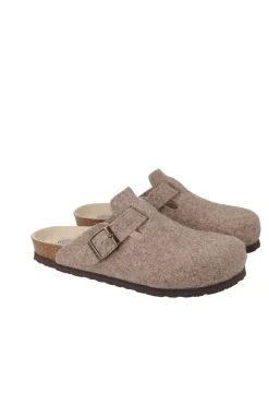 Genuins Tamancos-Tamanco de pele com fivela ajustável Castanho