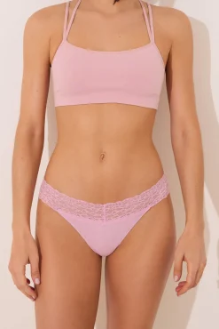 Women'secret Roupa Interior-Tanga canelada de tanga rosa