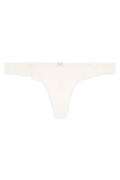 Women'secret Roupa Interior-Tanga de renda cinza na cintura rosa