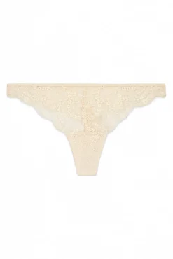 Women'secret Roupa Interior-Tanga de renda nude cru