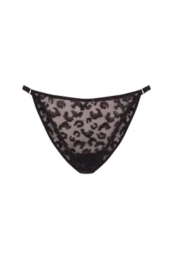 Women'secret Roupa Interior-Tanga de tule bordado metálico preto