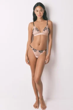 Women'secret Roupa Interior-Tanga de tule bordado preto