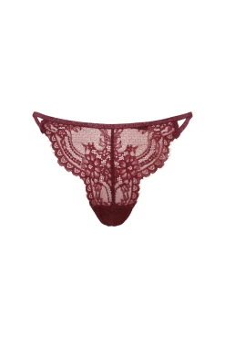 Women'secret Roupa Interior-Tanga renda lurex vinho vermelho