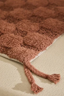 Calma House Tapetes Para Casa De Banho-Tapete de banho xadrez Oslo em tons de terra vermelho