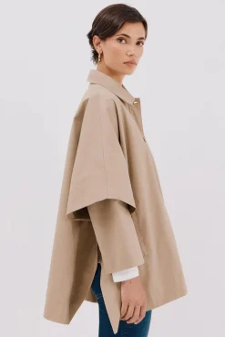 Cortefiel Casacos-tecido de gabardina Tostado