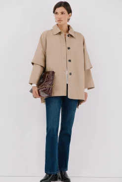 Cortefiel Casacos-tecido de gabardina Tostado