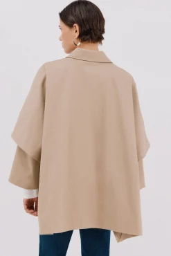 Cortefiel Casacos-tecido de gabardina Tostado