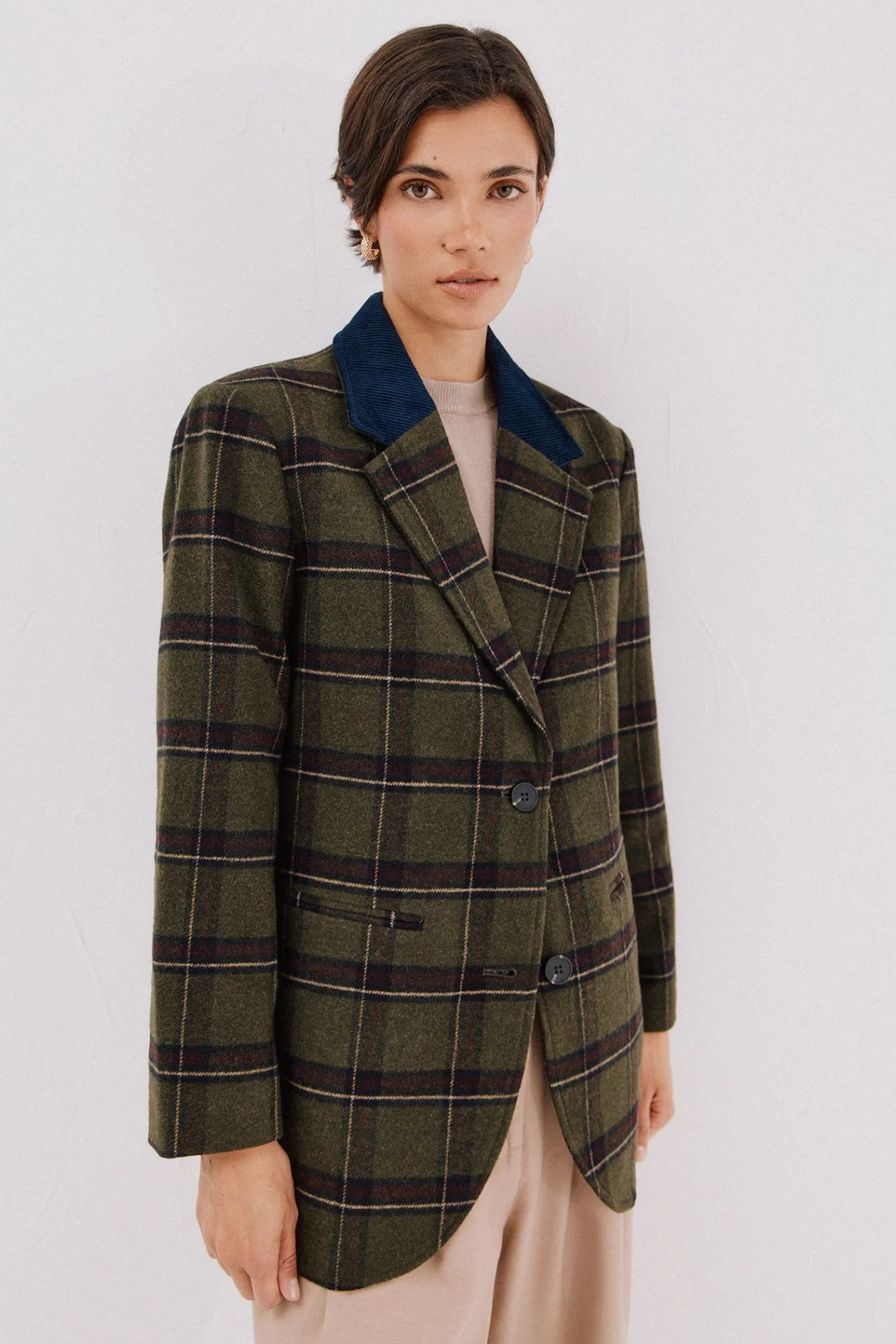 Cortefiel Blazers-tecido de pano americano Verde