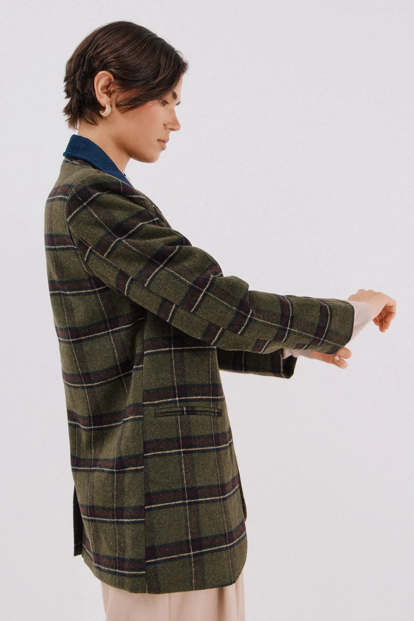 Cortefiel Blazers-tecido de pano americano Verde