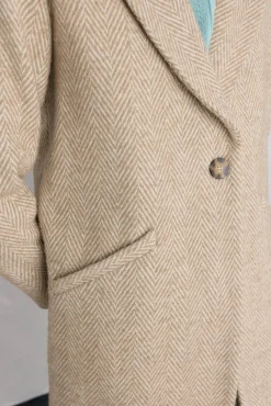 Pedro del Hierro Casacos-Tecido espiga Sobretudo Beige