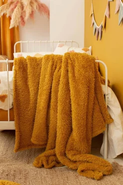 Calma House Cobertores-Tedy xadrez mostarda estampado