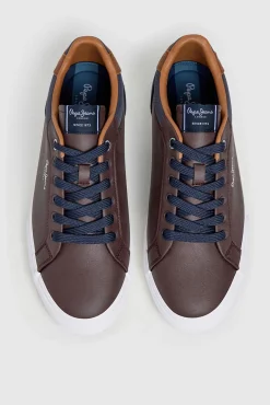 Pepe Jeans Sneakers-Tênis Clássico Com Detalhes Em Camurça castanho