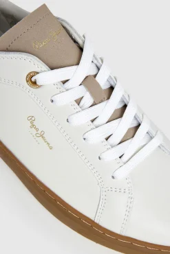 Pepe Jeans Sneakers-Tênis com detalhe em Camurça bege
