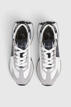 Pepe Jeans Sneakers|Calçado De Couro-Tênis com detalhes em Camurça cinzento