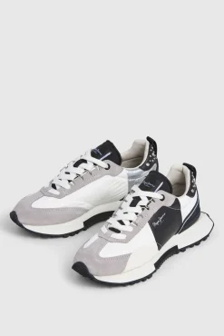 Pepe Jeans Sneakers|Calçado De Couro-Tênis com detalhes em Camurça cinzento