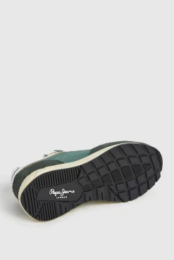 Pepe Jeans Sneakers|Calçado De Couro-Tênis com detalhes em Camurça verde