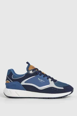 Pepe Jeans Sneakers-Tênis com detalhes em Camurça azul