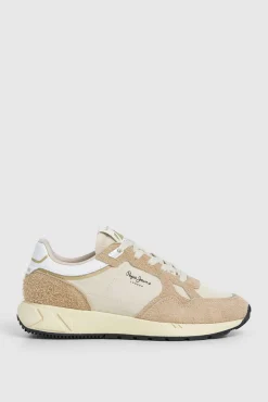 Pepe Jeans Sneakers|Calçado De Couro-Tênis com detalhes em Camurça bege