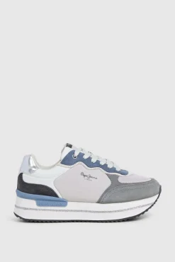 Pepe Jeans Sneakers|Calçado De Couro-Tênis de camurça e glitter azul