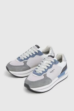 Pepe Jeans Sneakers|Calçado De Couro-Tênis de camurça e glitter azul