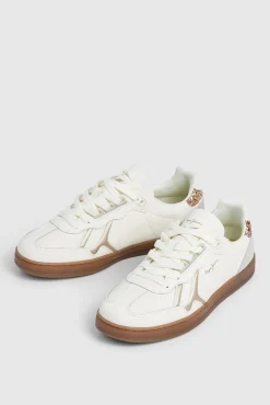 Pepe Jeans Sneakers|Calçado De Couro-Tênis de couro com detalhes em Camurça bege