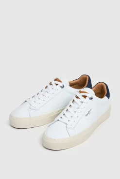 Pepe Jeans Sneakers-Tênis de couro com detalhes em Camurça branco