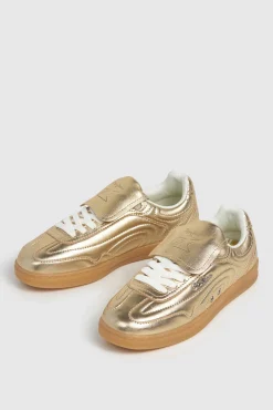 Pepe Jeans Sneakers|Calçado De Couro-Tênis de couro metálico amarelo