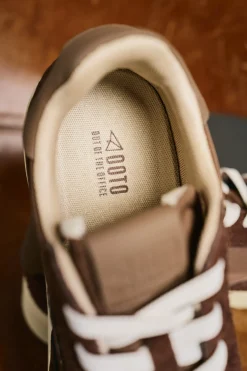 OOTO Sneakers-Tênis de pele e tecido Castanho