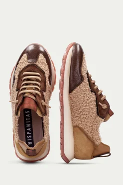Hispanitas Sneakers|Calçado De Couro-Tênis esportivo KANSAS com cadarço de nylon elástico Castanho
