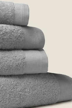 Textura Toalhas-Toalha banho friso algodão egípcio 90 x 150 cm. cinzento