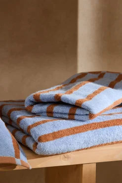 Calma House Toalhas-Toalha de banho de algodão turco riscas Saturno azul