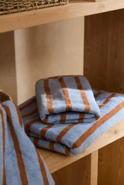 Calma House Toalhas-Toalha de banho de algodão turco riscas Saturno azul