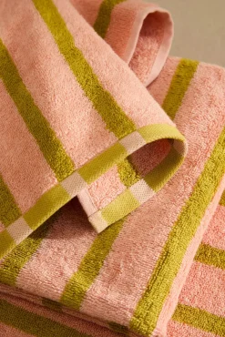 Calma House Toalhas-Toalha de banho de algodão felpudo riscas Saturn rosa