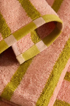 Calma House Toalhas-Toalha de banho de algodão felpudo riscas Saturn rosa