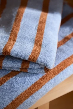 Calma House Toalhas-Toalha de banho de algodão turco riscas Saturno azul