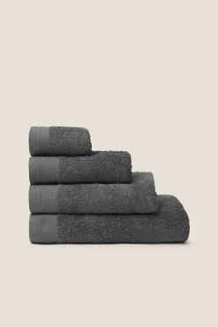 Textura Toalhas-Toalha duche friso algodão egípcio 70 x 140 cm. cinzento