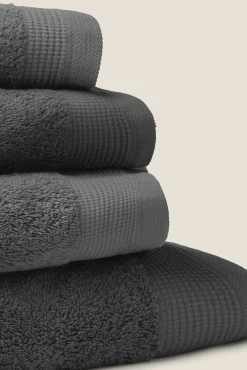 Textura Toalhas-Toalha duche friso algodão egípcio 70 x 140 cm. cinzento