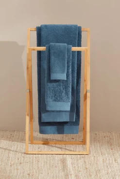 Textura Toalhas-Toalha duche friso algodão egípcio 70 x 140 cm. azul