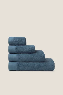 Textura Toalhas-Toalha duche friso algodão egípcio 70 x 140 cm. azul