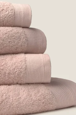 Textura Toalhas-Toalha toucador friso algodão egípcio 30 x 50 cm. rosa