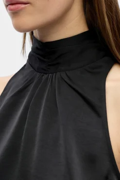 Object Blusas-Top acetinado laçada Preto